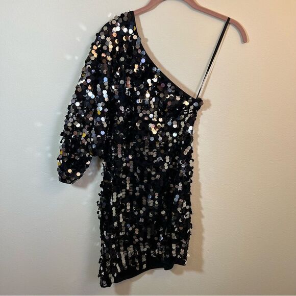 Revolve h:ours Darrell Mini Dress in Black Galaxy Sequin Small - Picture 2 of 14